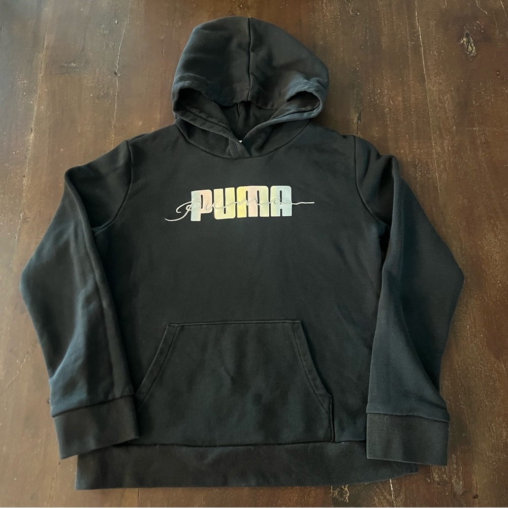 Youth PUMA Black Hoodie with Logo